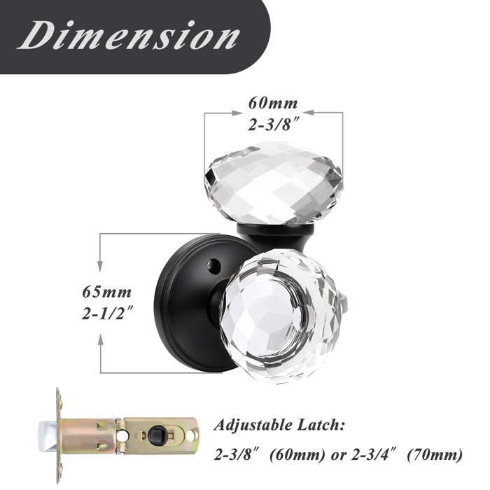 Probrico Interior Crystal Privacy Round Door Knobs for Bathroom and